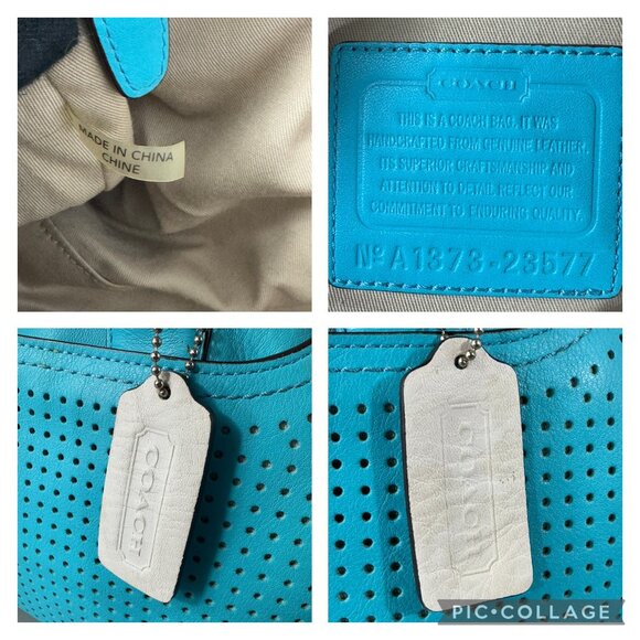COACH # 23577 LEGACY PERFORATED Leather HALEY Satchel Bag ROBIN/CHALK - Picture 11 of 13